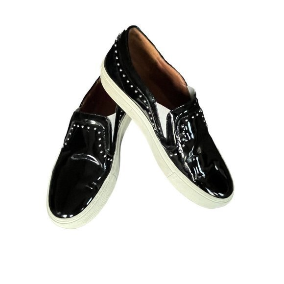 Givenchy black patent leather trainers size 36.5 slip on with small silver studs - Picture 1 of 11